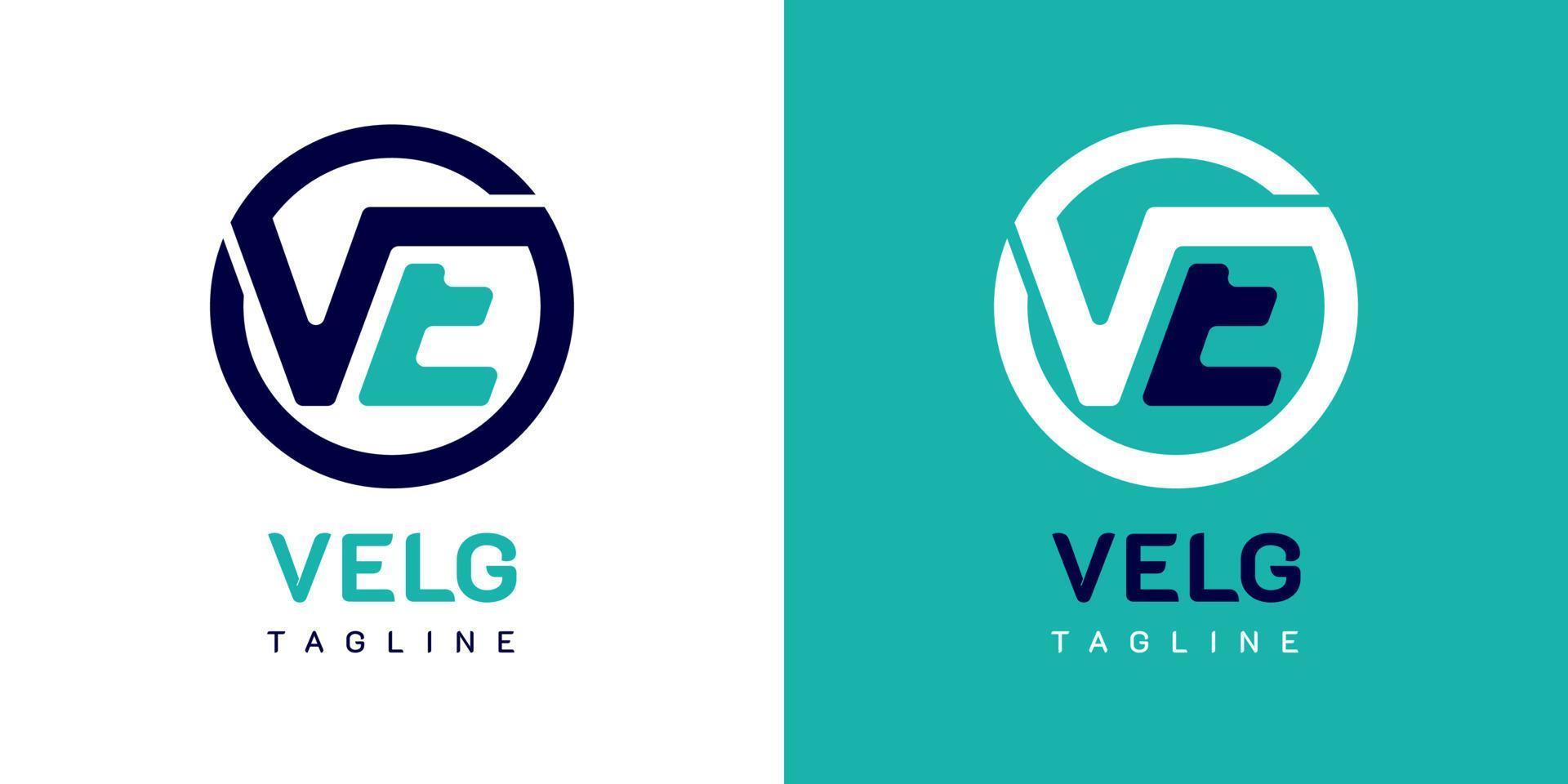 letras ve, ev, ve logo. en colores azul, blanco y cian. plantilla de vector de emblema premium y de lujo