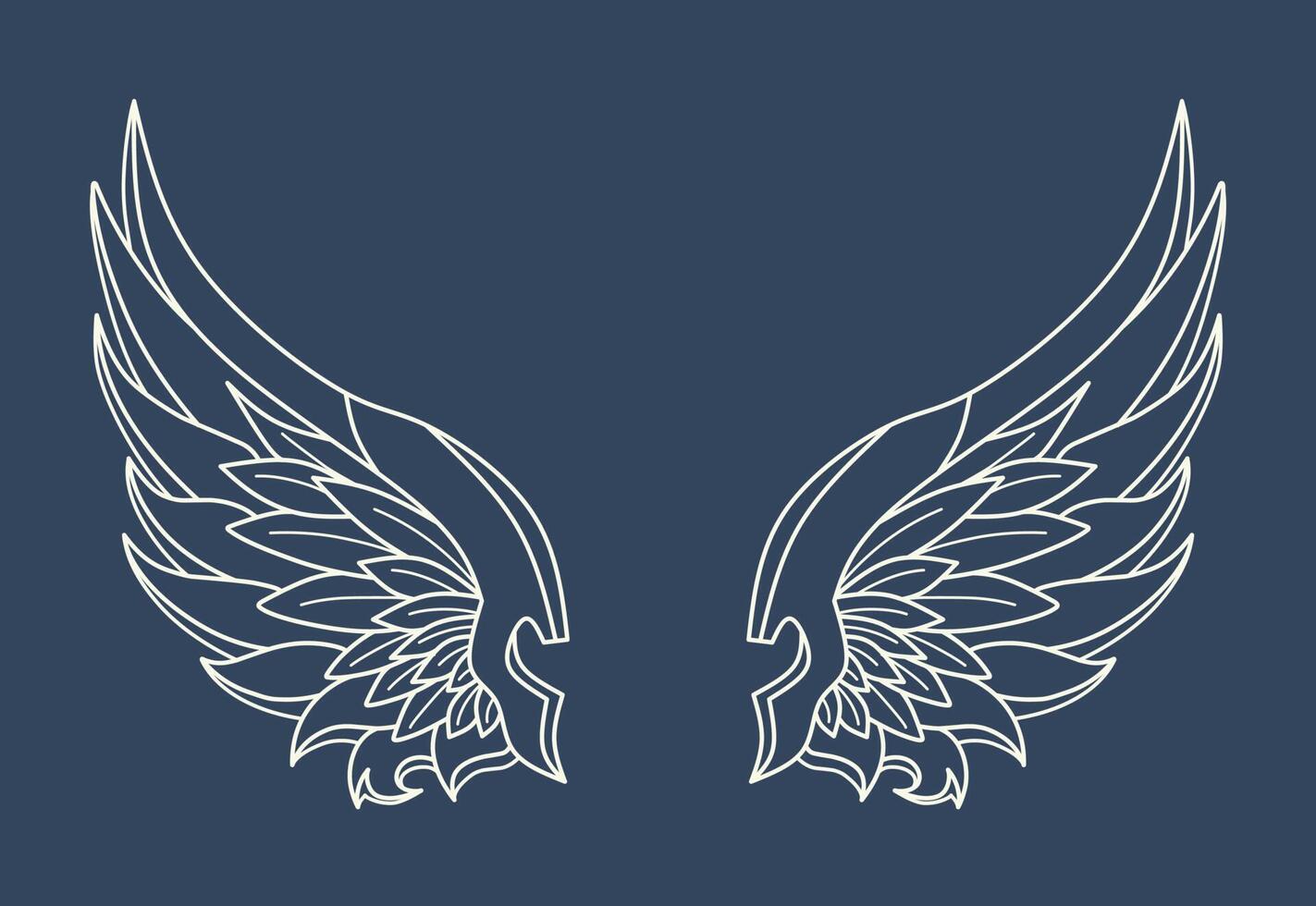 Line art wing tattoo vector design