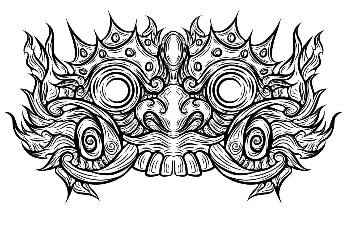 Hand drawn barong vector design for coloring