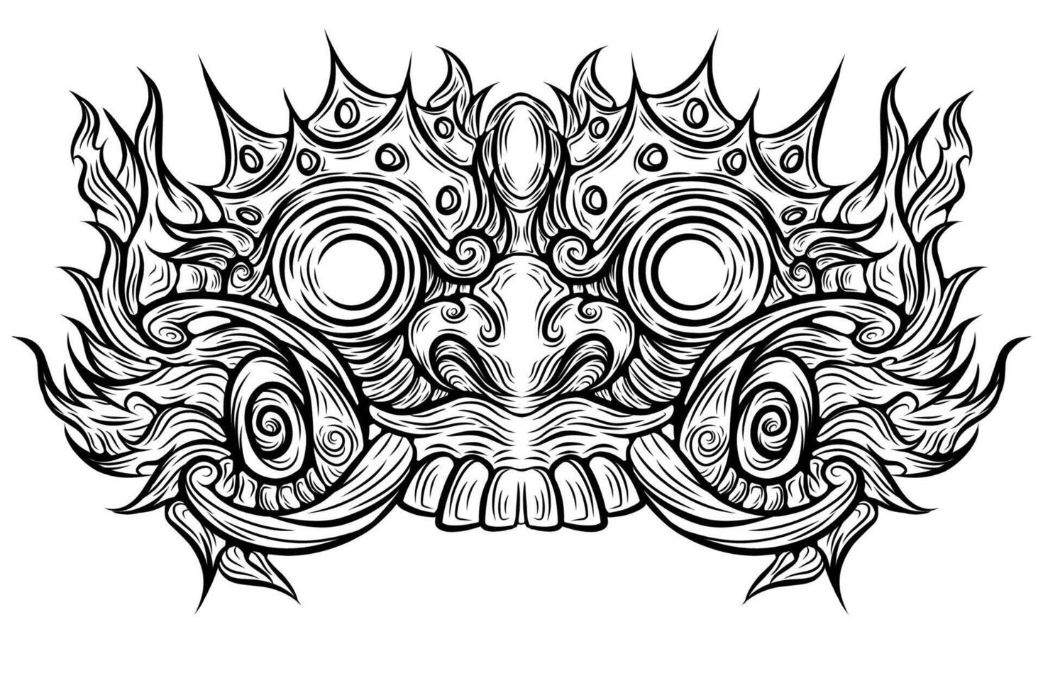 Hand drawn barong vector design for coloring