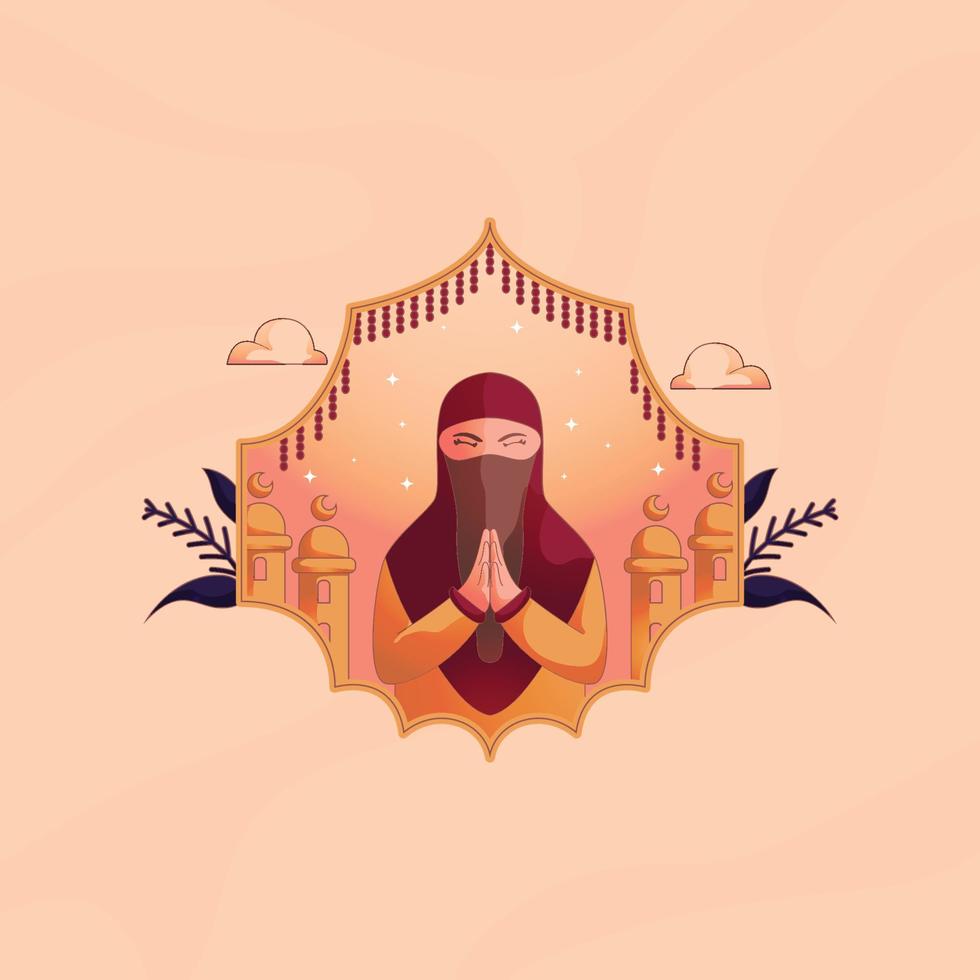 muslim woman illustration in flat style vector