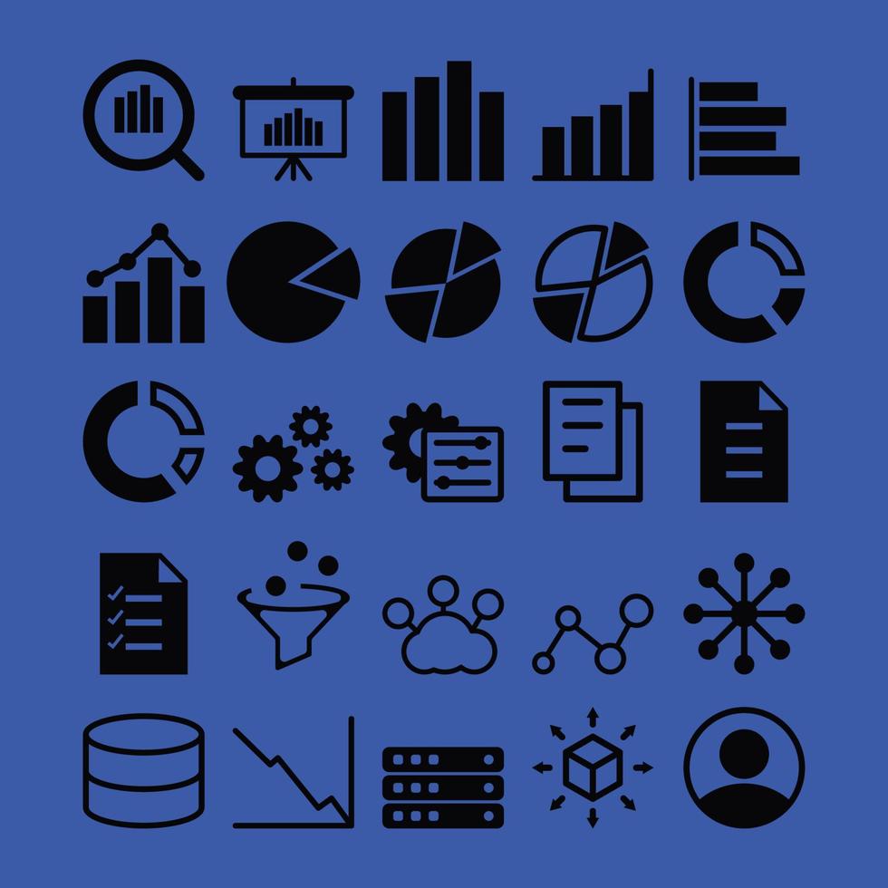 minimalistic data icon collection vector