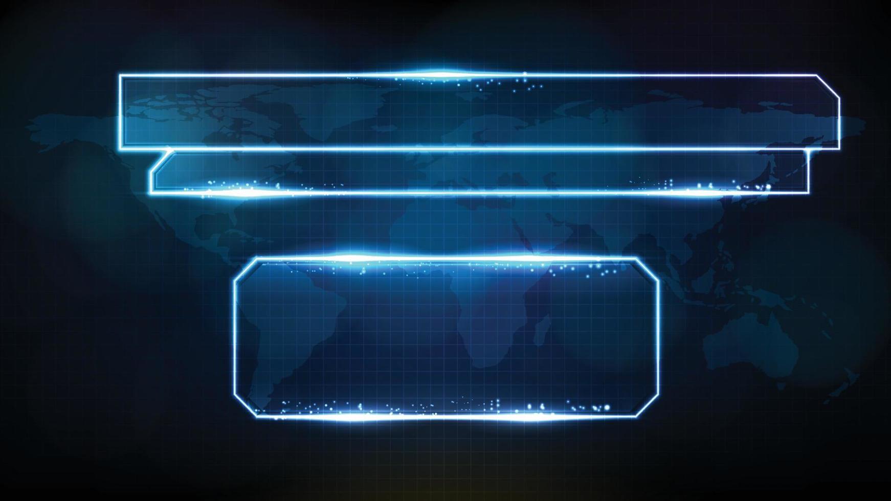 abstract futuristic background of blue glowing technology sci fi frame, hud ui, lower third button bar vector