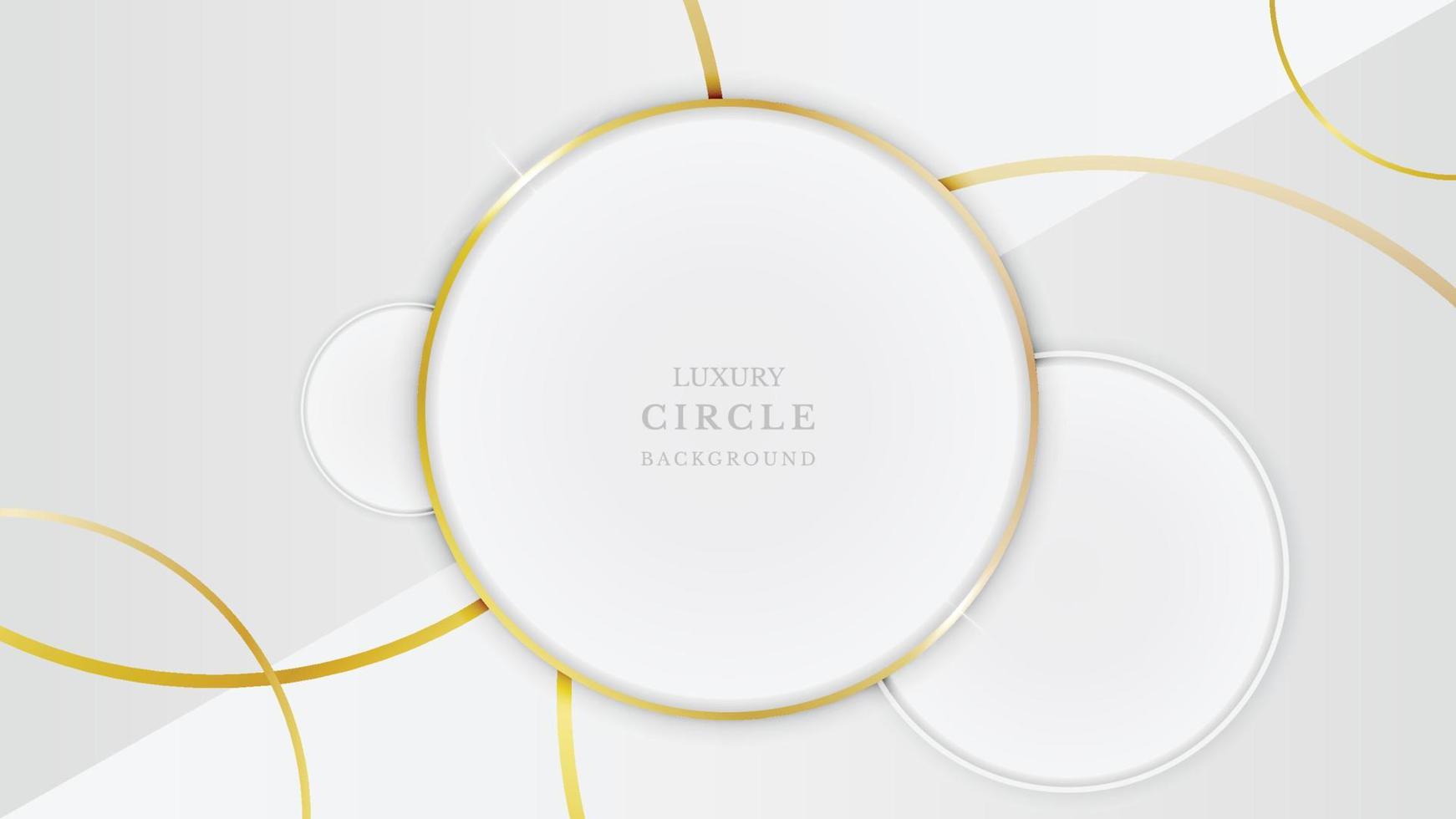 abstract elegant white circle golden frame background. 3d luxury design. vector illustration