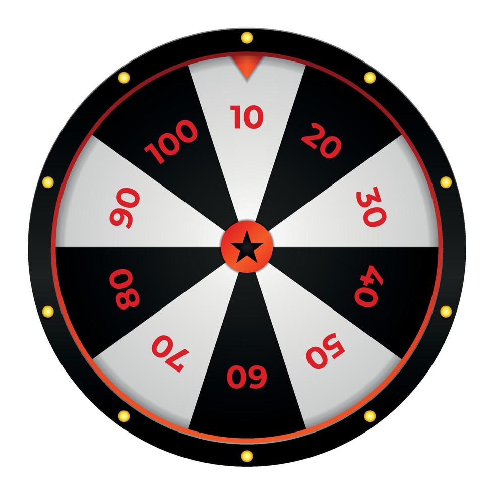 Casino fortune wheel. Black, white, red. Gambling industry, entertainment, hobby concept. Jackpot lucky number wheeling roulette. Design for online poker room, website, site page template vector