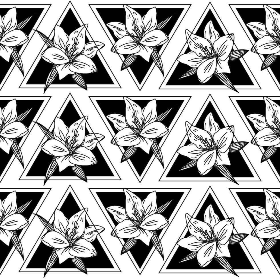 flor de lirio retro en geometría, gran diseño para cualquier propósito. textura de vector transparente para papel tapiz. telón de fondo de textura, macro. elemento de diseño vectorial moderno. elemento de decoración geométrica.