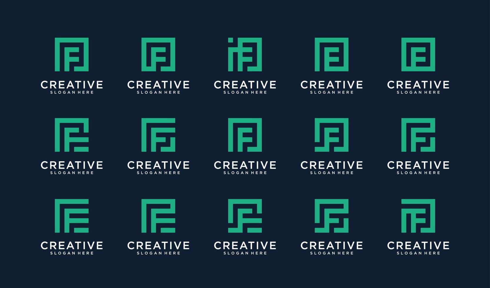 Set of letter F logo in square style vector