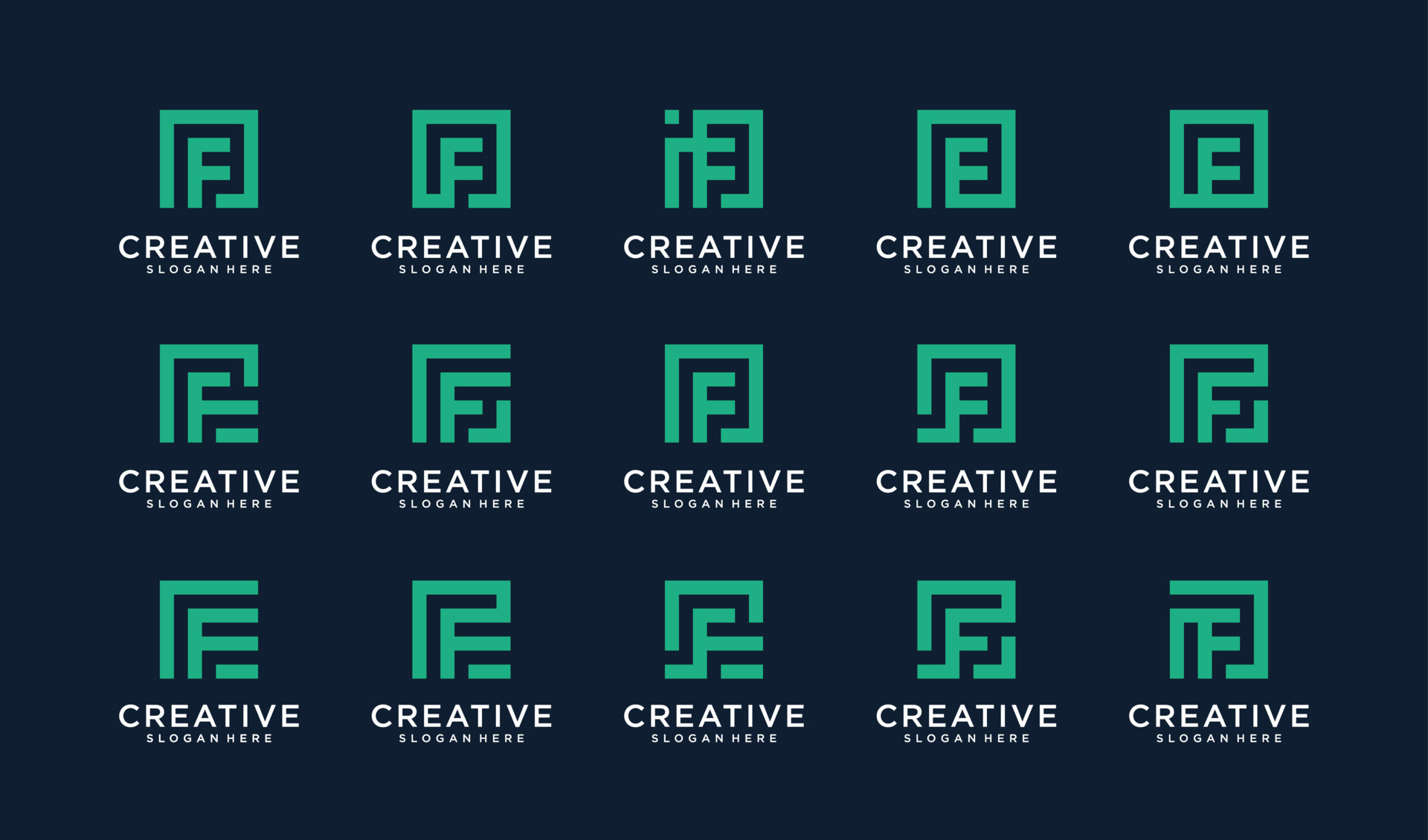 Set of letter F logo in square style 7162735 Vector Art at Vecteezy