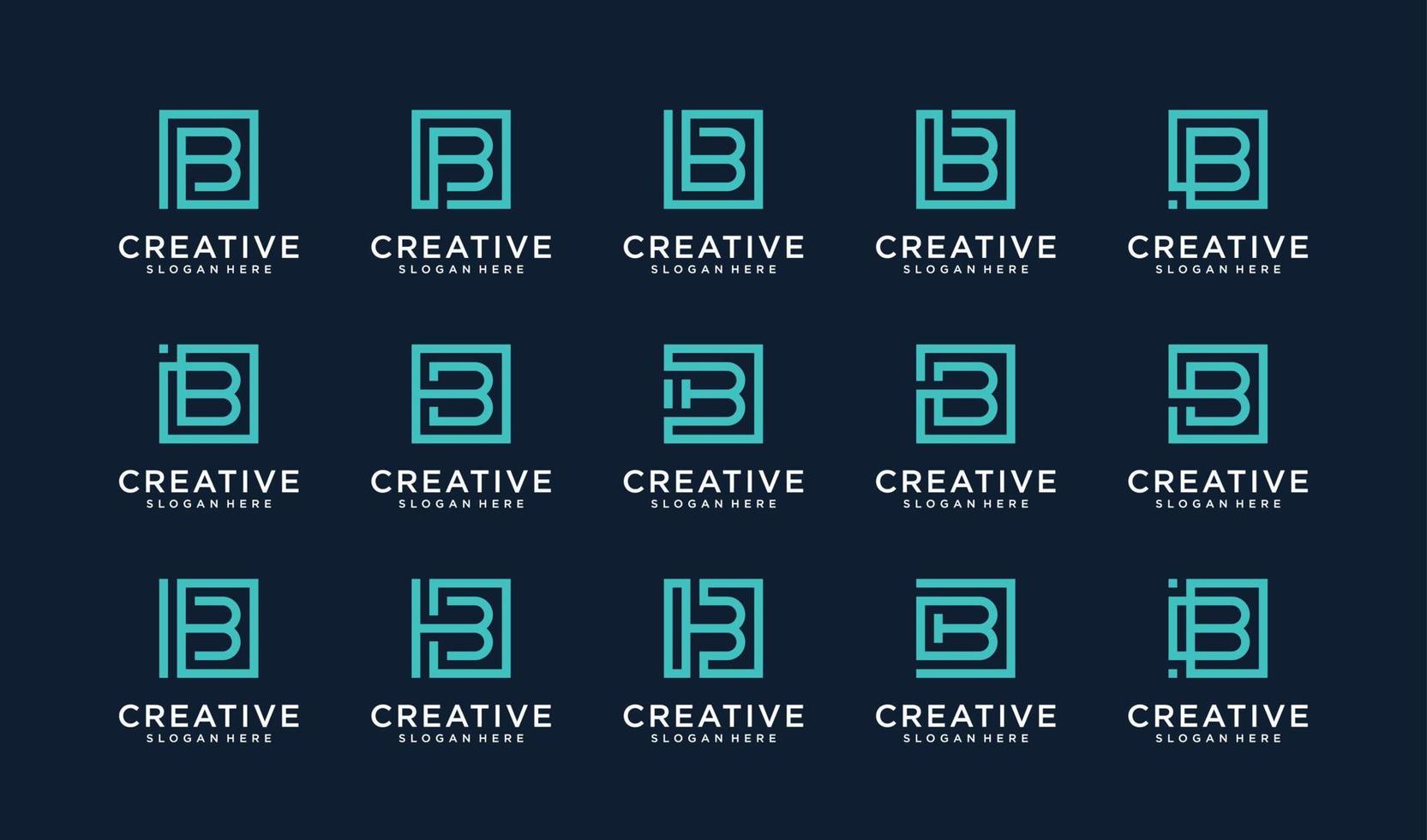 Set of letter B logo in square style vector