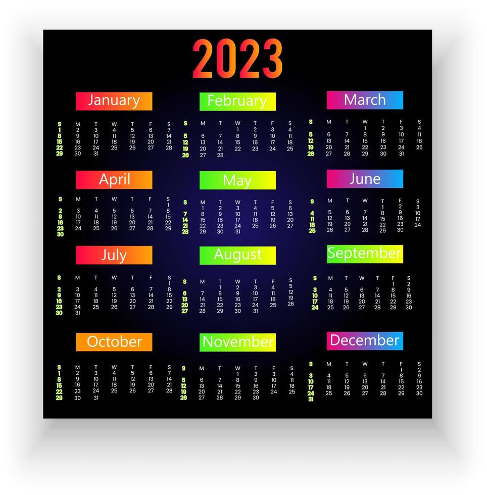 calendario para el diseño de 2023 vector