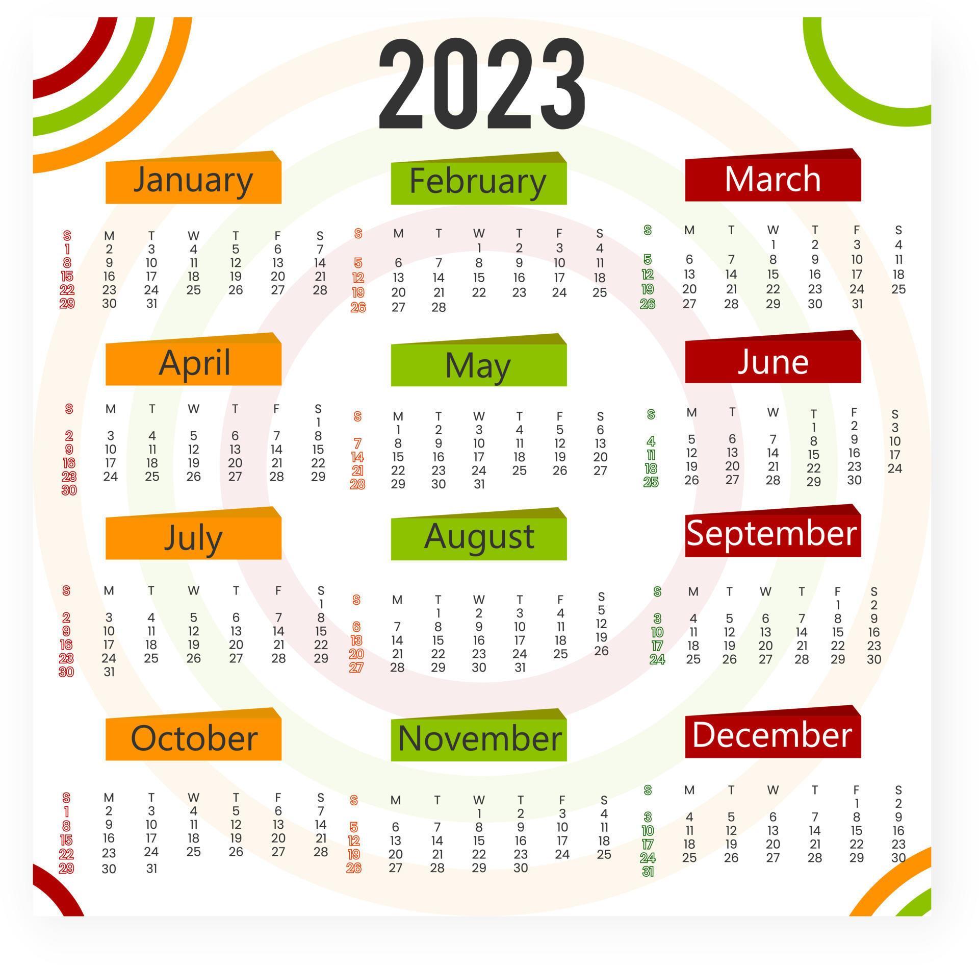 Calendario Para 2023 7162796 Vector En Vecteezy