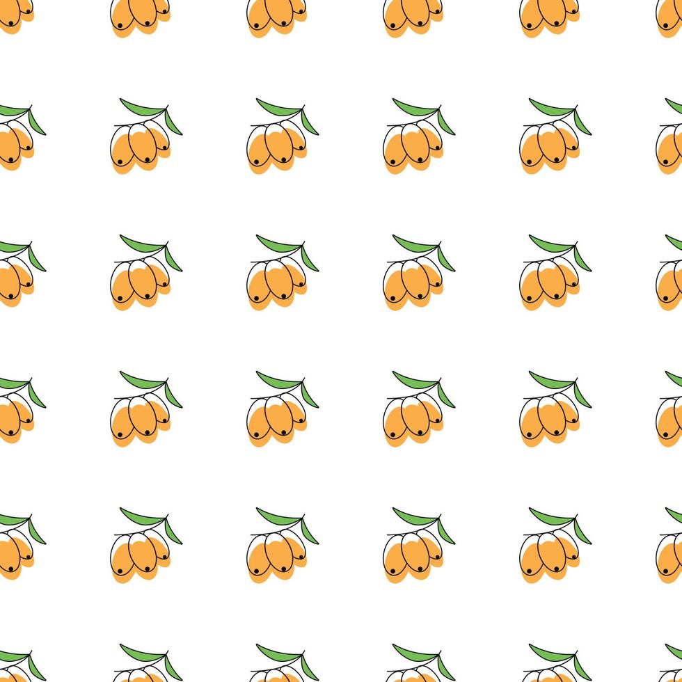 Sea buckthorn seamless pattern, vector illustration.