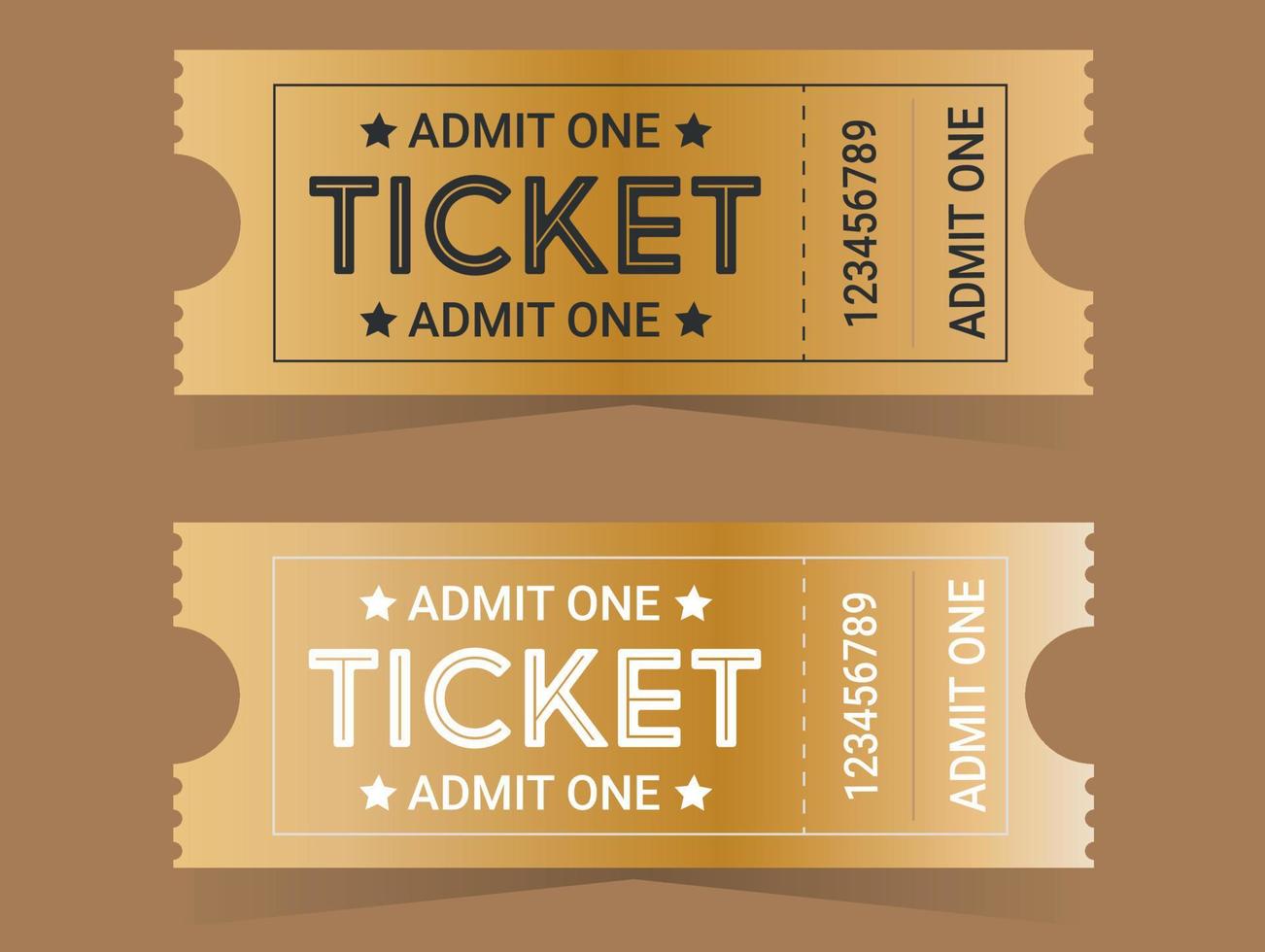2 tickets for one person on a colored background vector