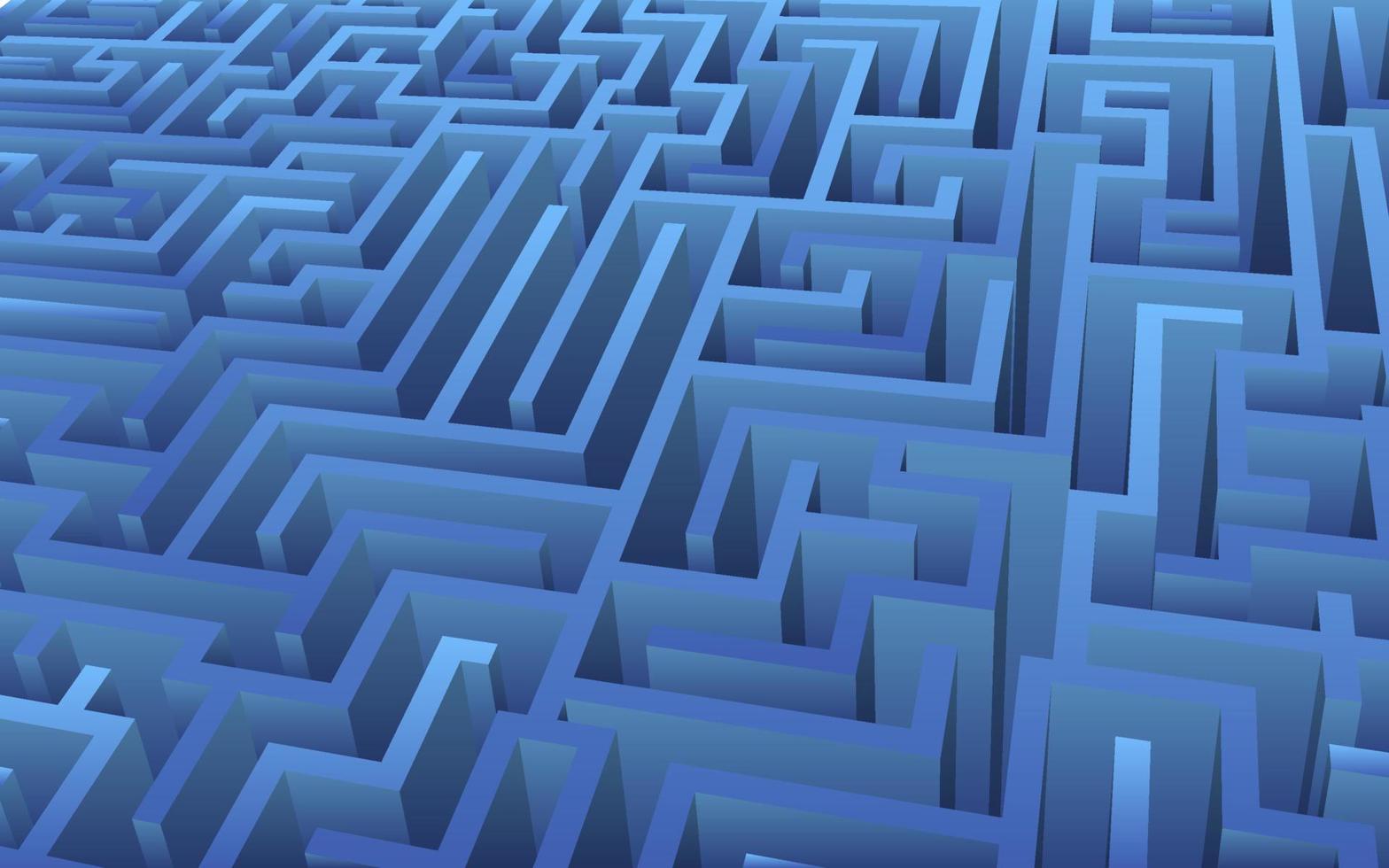 Blue maze illustration. Abstract labyrinth 3D rendering. Blue maze, abstract vector illustration