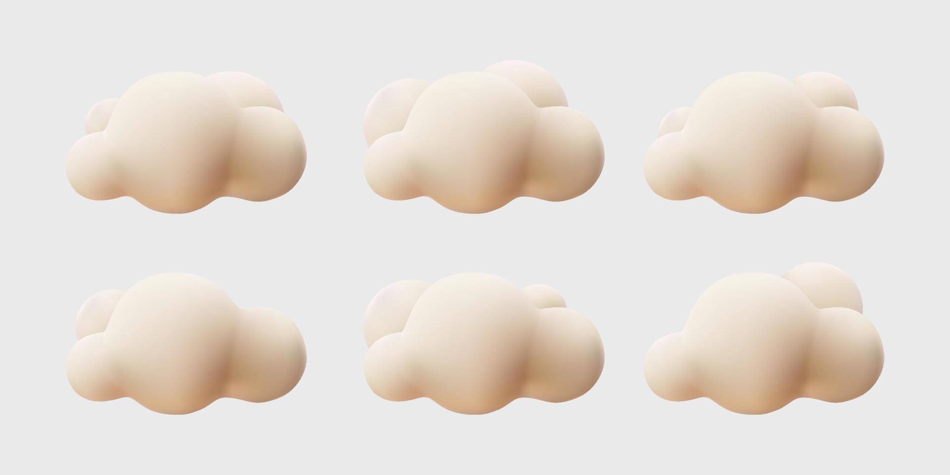 3d cloud pink pastel cute cartoon style collection set. isolatad vector