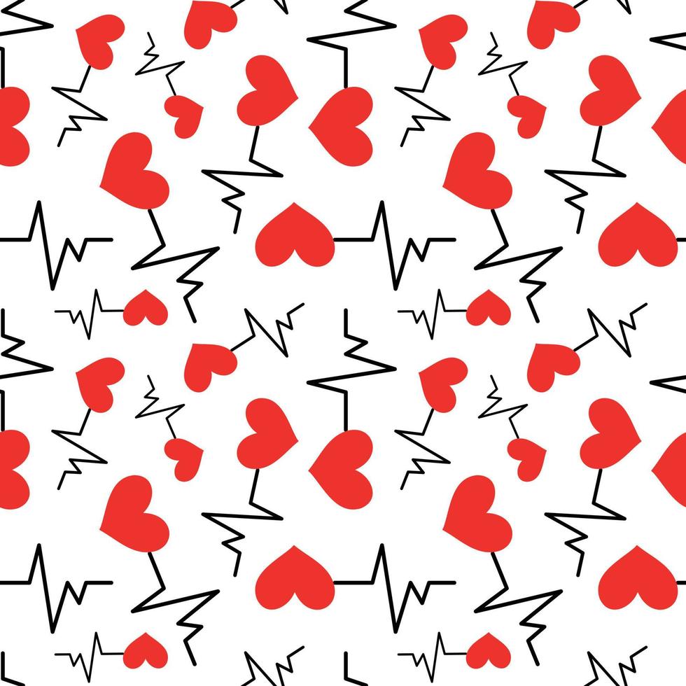 Seamless pattern with heart icon with heartbeat symbol vector
