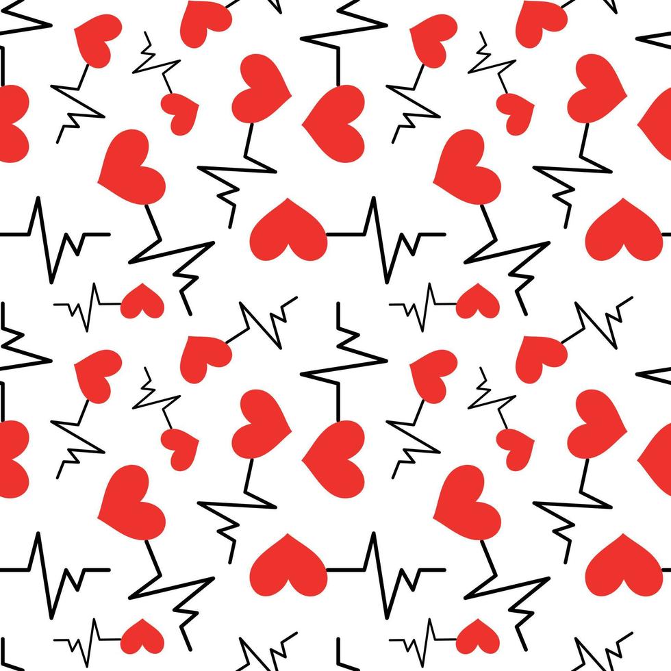 Seamless pattern with heart icon with heartbeat symbol vector