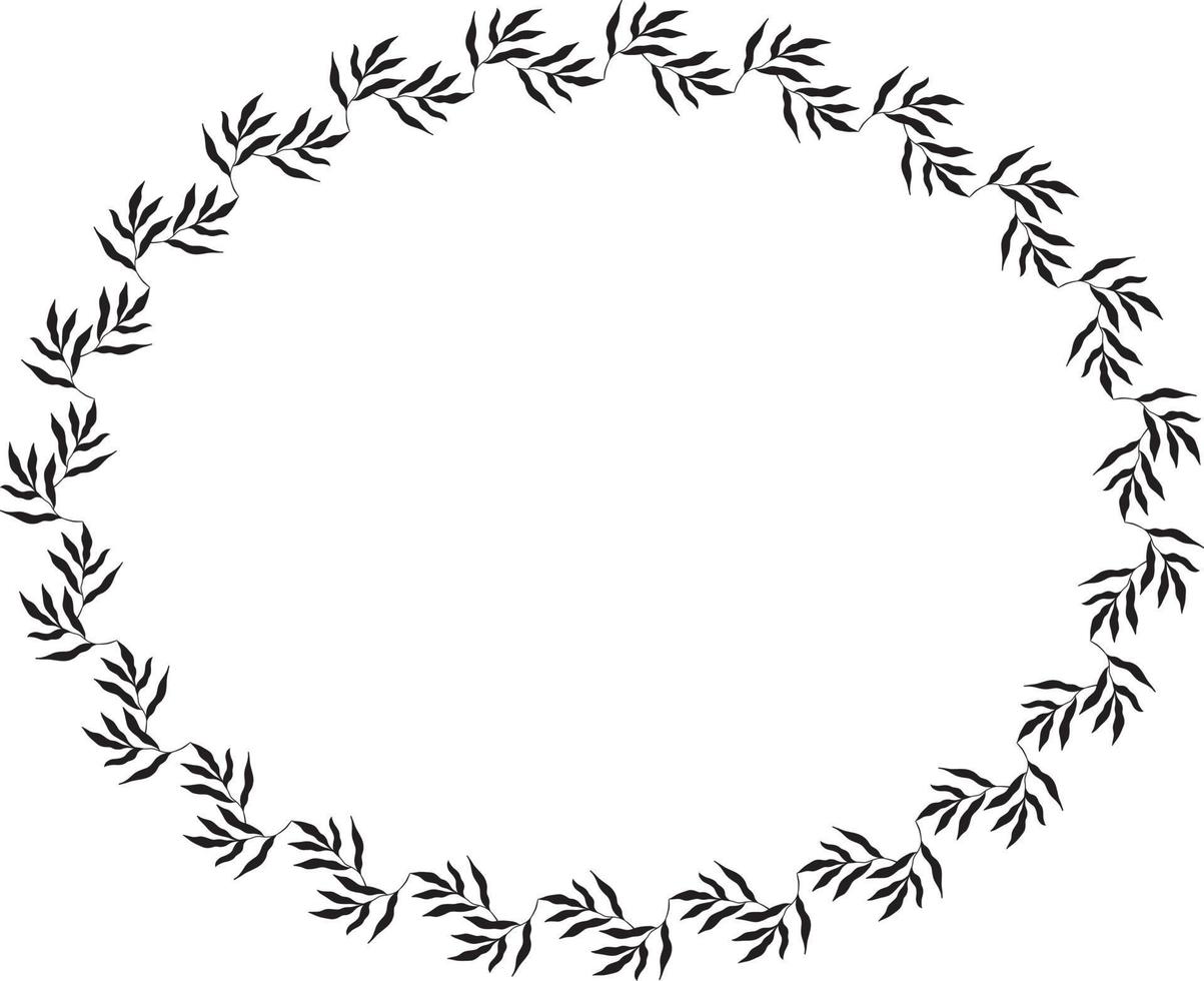 Oval botanical frame. Vector Illustration