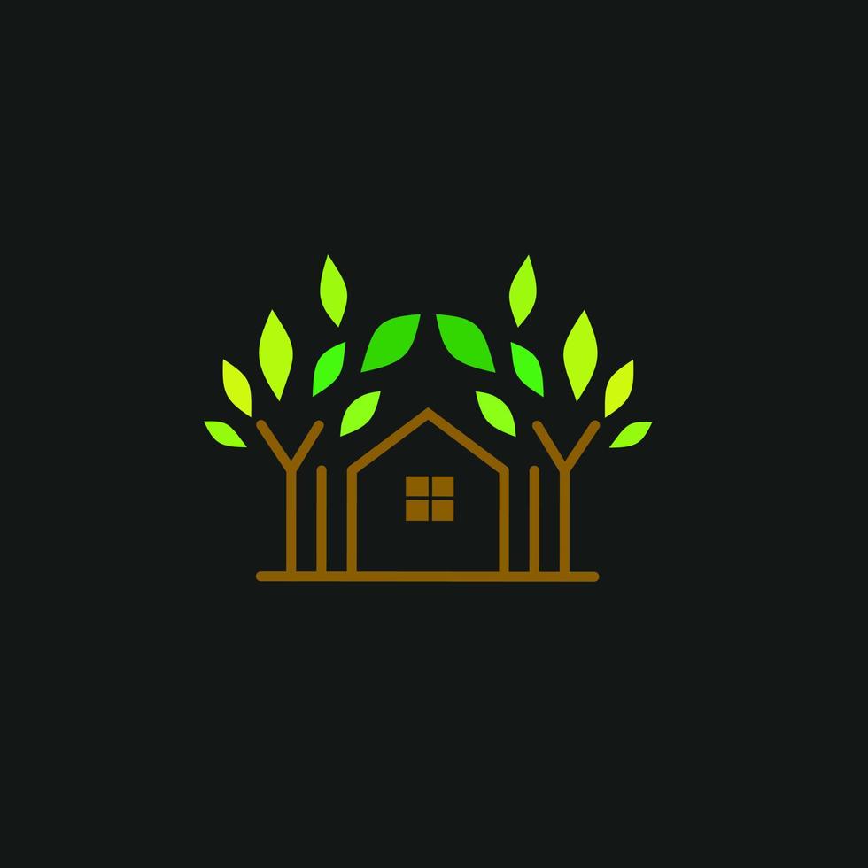 Template logo icon eco house tree vector