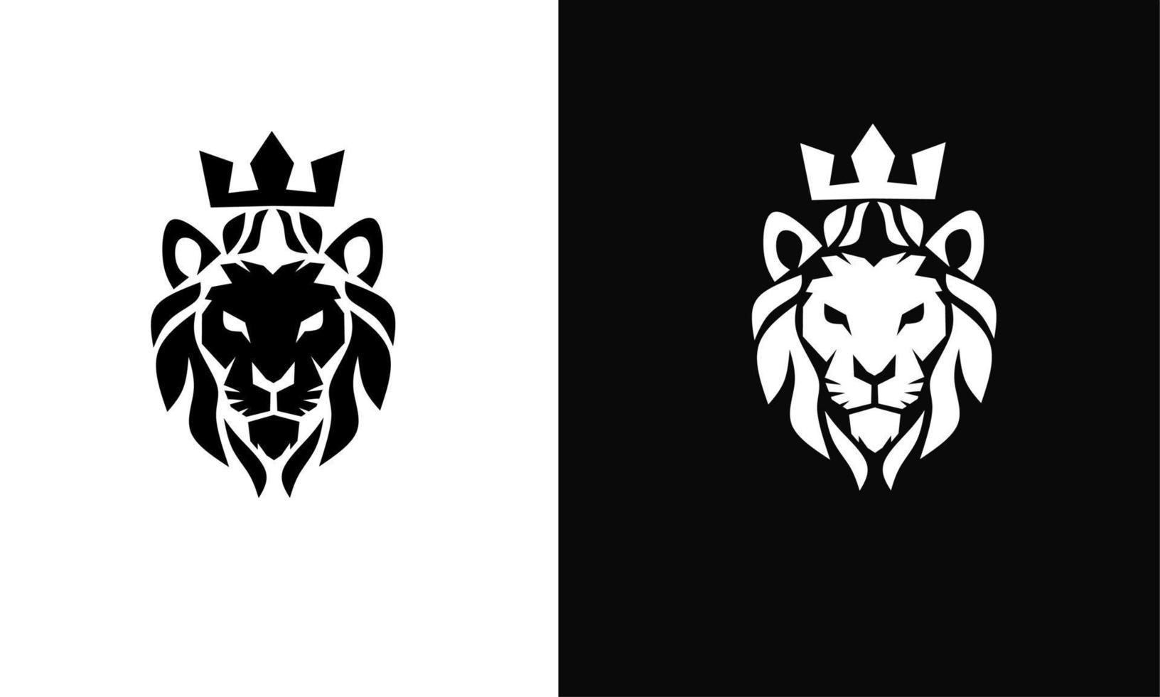 Template logo head face lion used crown white and black color vector