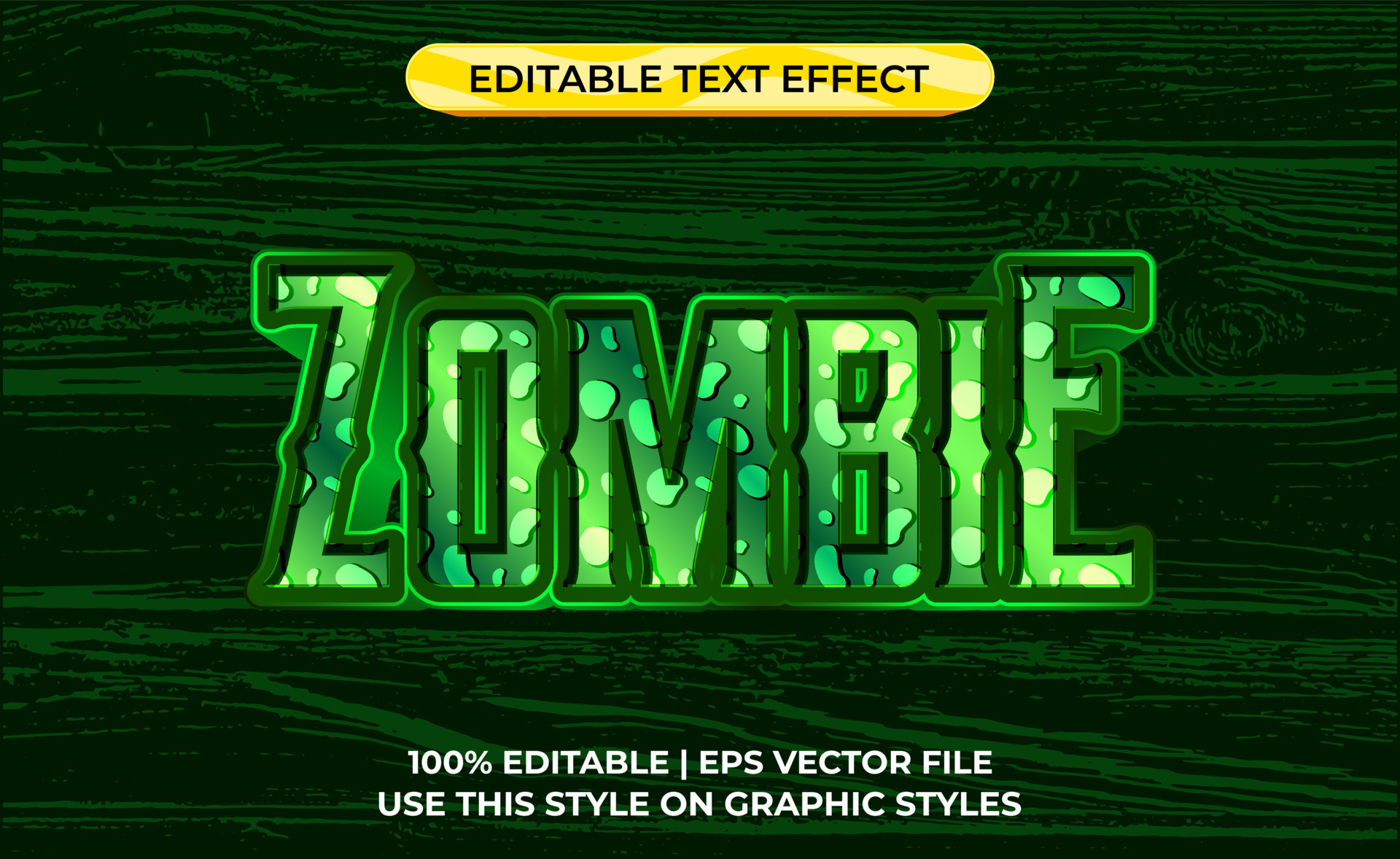 zombie 3d text effect with scary and horror theme. typography template