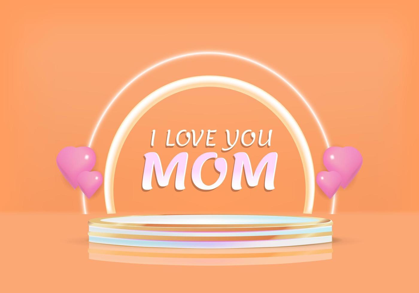 Orange banner background with a minimum 3d ornament, suitable for Mother's Day. vector