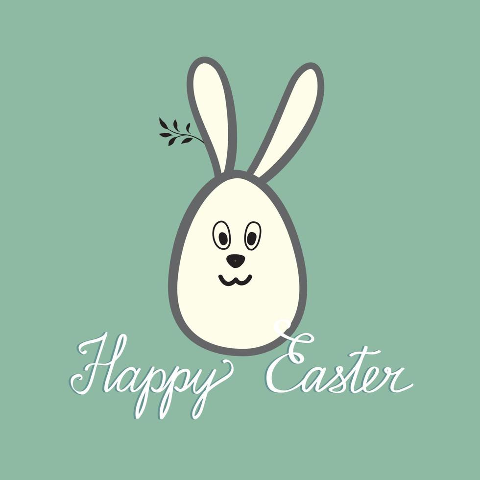 Happy Easter greeting card with egg and funny rabbit bunny ears. Spring holiday vintage postcard over color background. vector