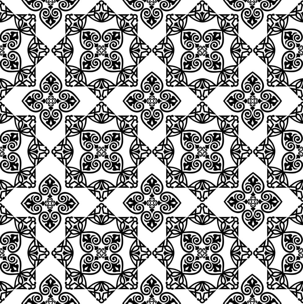 Abstract seamless pattern. Mosaic floral diagonal tile ornamental background. Muslim line ornament in arab orient style vector