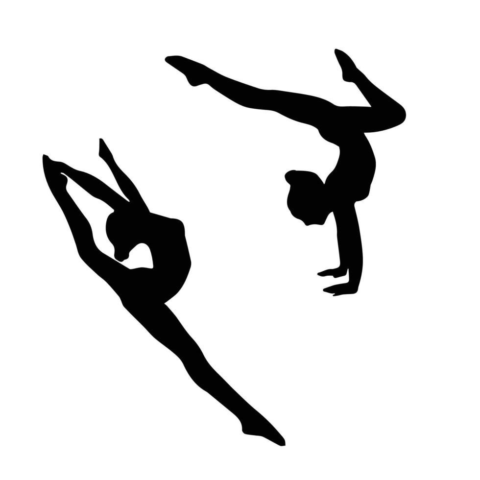 Rhythmic Gymnastics silhouettes set isolated on white. Women figures and gymnastics  equipment. Vector cliparts. 23826498 Vector Art at Vecteezy