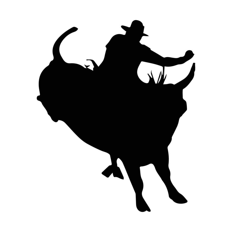 bull riding silhouette art vector