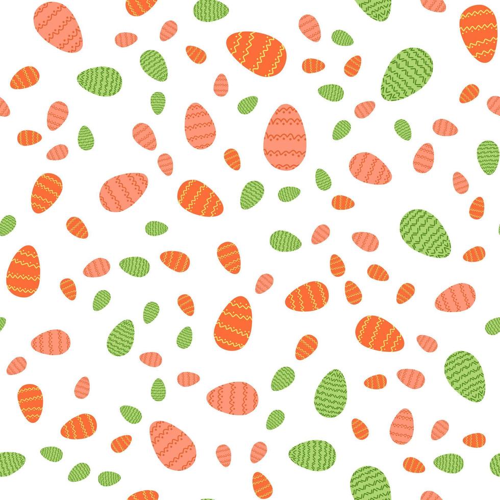 Easter egg seamless pattern in cartoon flat style. Vector illustration of spring holiday colorful background.