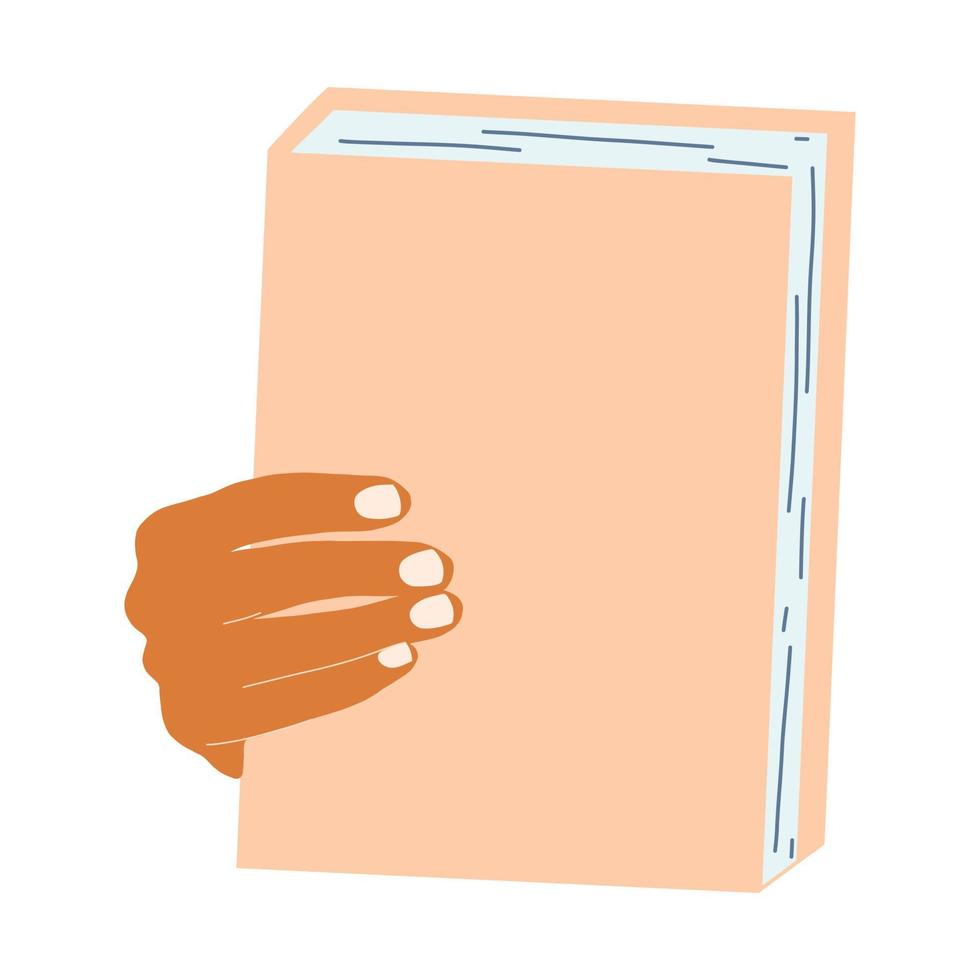 Hands with book in cartoon flat style. Concept of World book day, studying, learning . Vector illustration of open dictionary, encyclopedias, planner