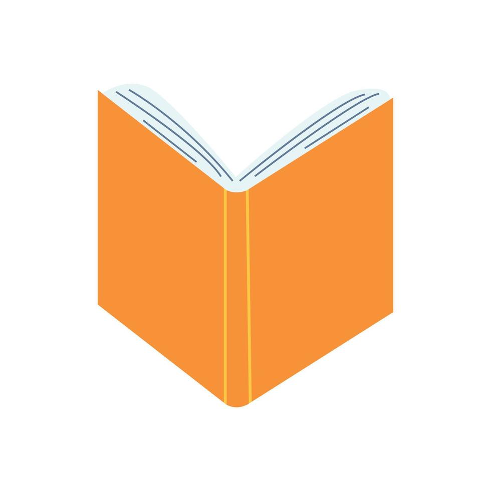 concepto del día mundial del libro, estudiar, aprender. libro abierto en estilo plano de dibujos animados. ilustración vectorial de educación dibujada a mano, enciclopedias, planificador. vector