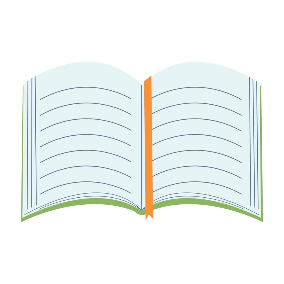 World book day concept, studying, learning. Open book in cartoon flat style. Vector illustration of hand drawn educational, encyclopedias, planner.