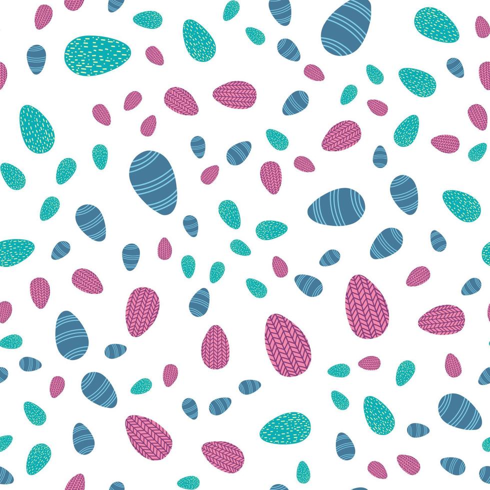 Easter egg seamless pattern in cartoon flat style. Vector illustration of spring holiday colorful background.