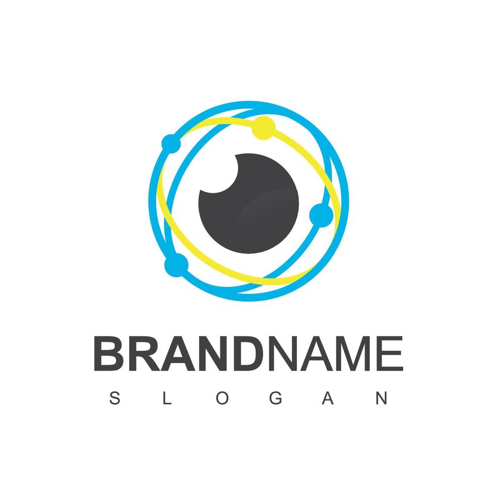 Cyber Secure Logo, Eye With Technology Circuit Symbol vector