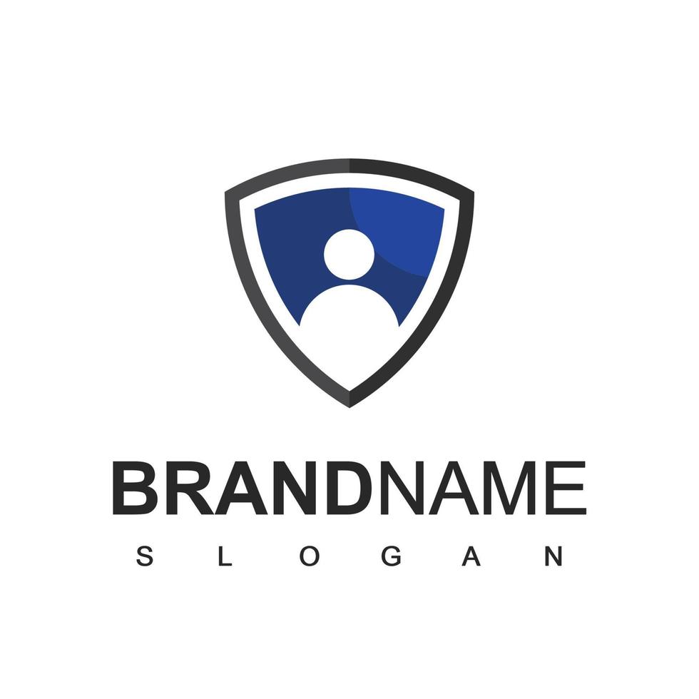 Security Logo Design Template, People And Shield Symbol vector