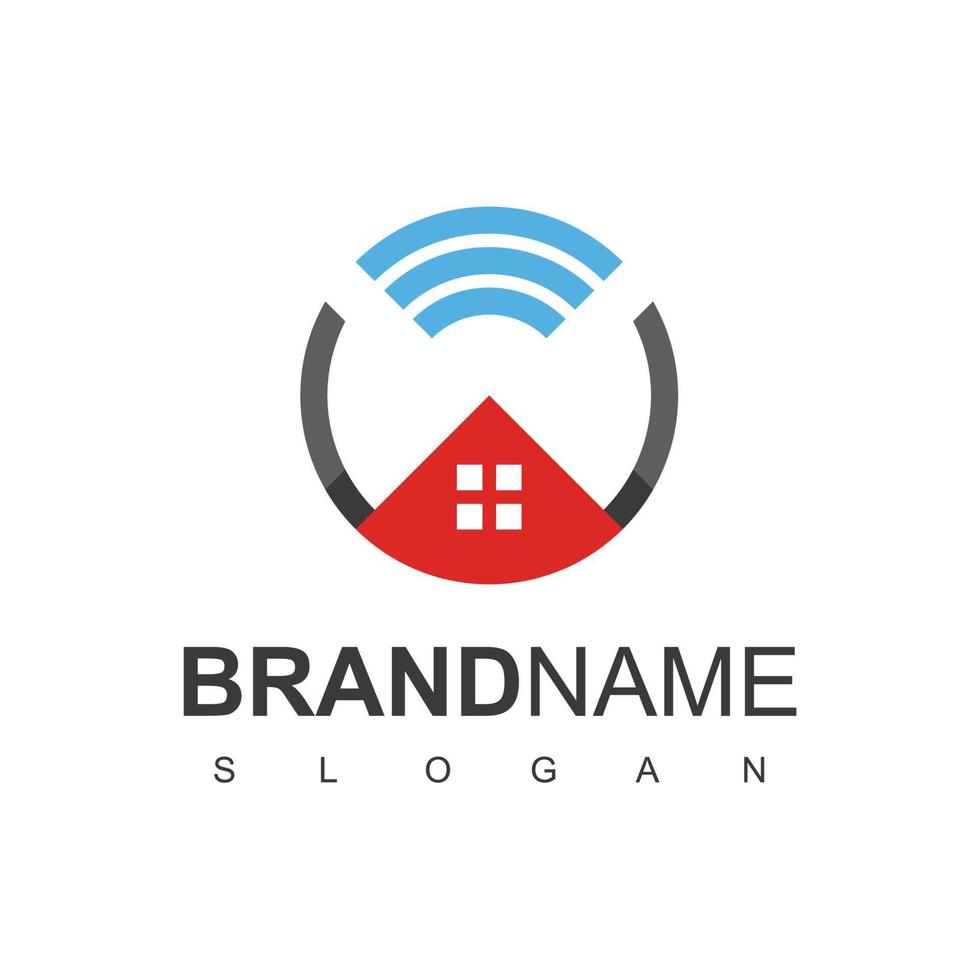 Smart Home Logo With Wireless Symbol vector