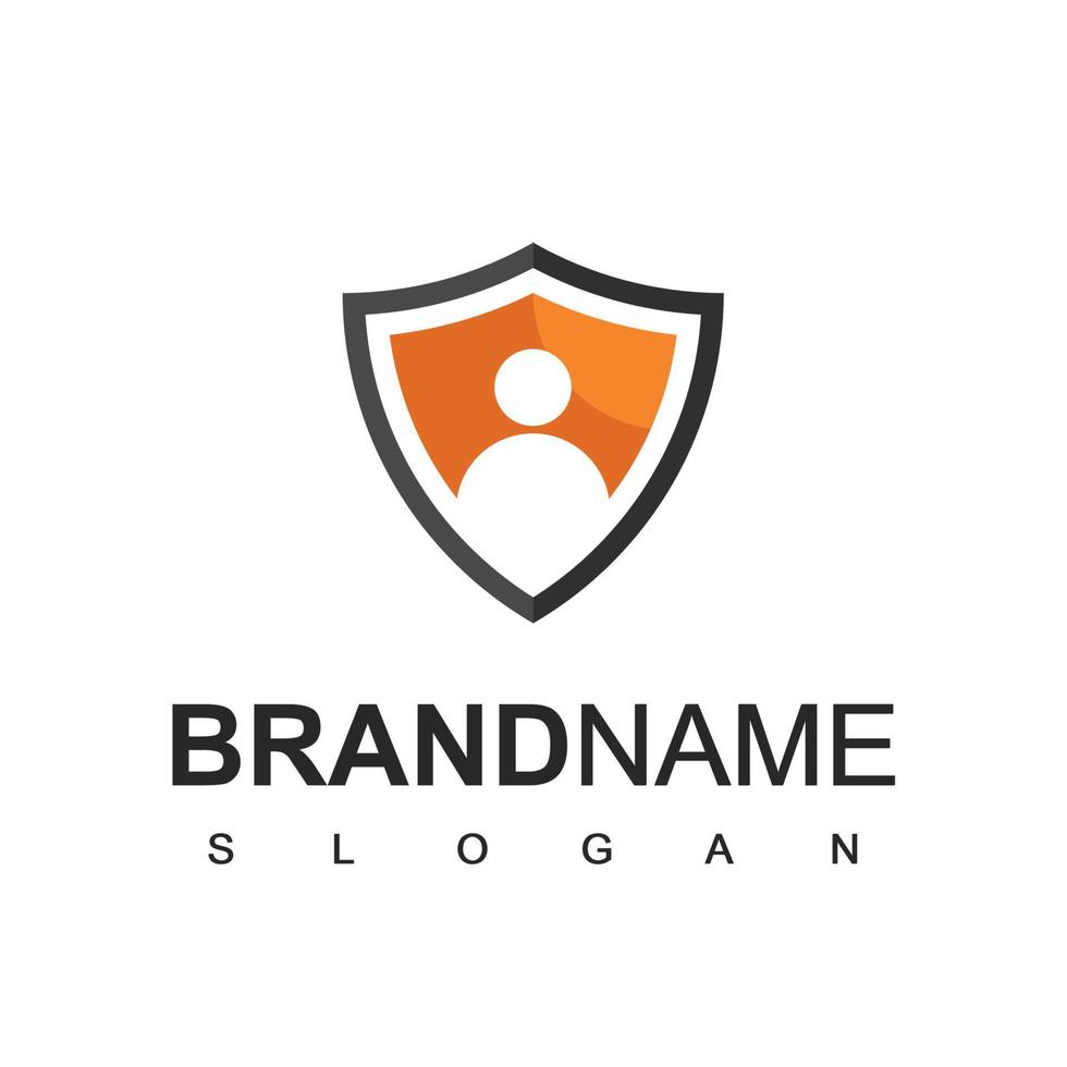Security Logo Design Template, People And Shield Symbol vector