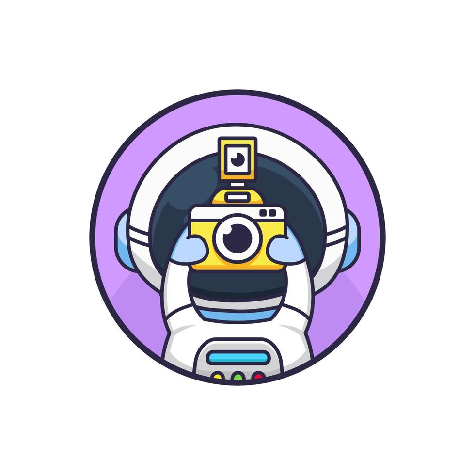 set of cute astronaut photography holding camera vector