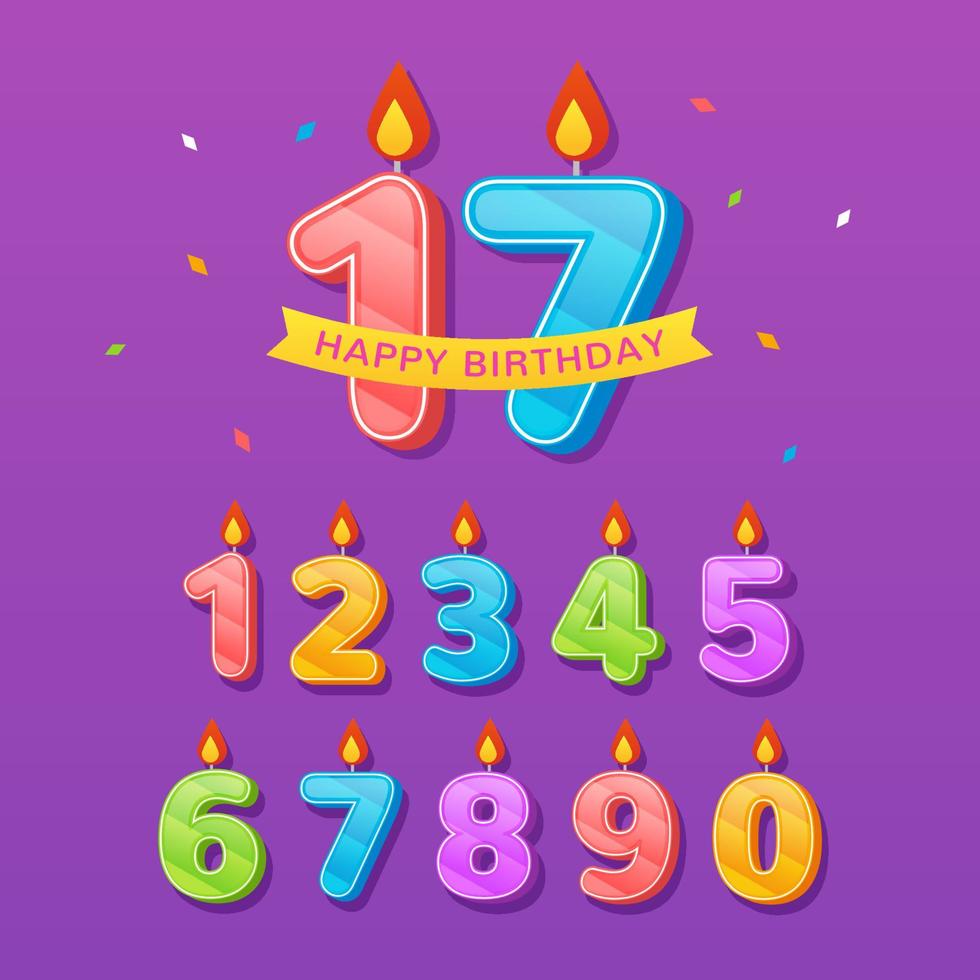 decorative colorful birthday number text vector