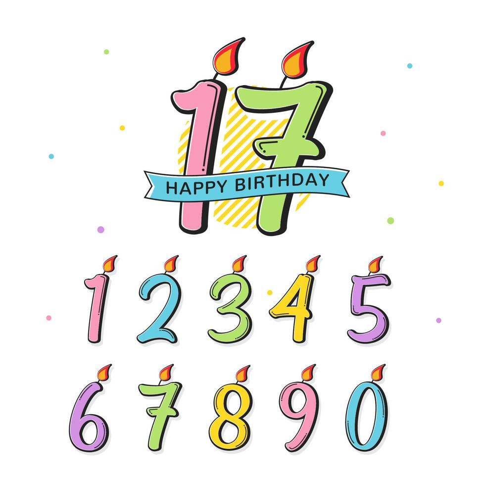 decorative colorful birthday number text vector