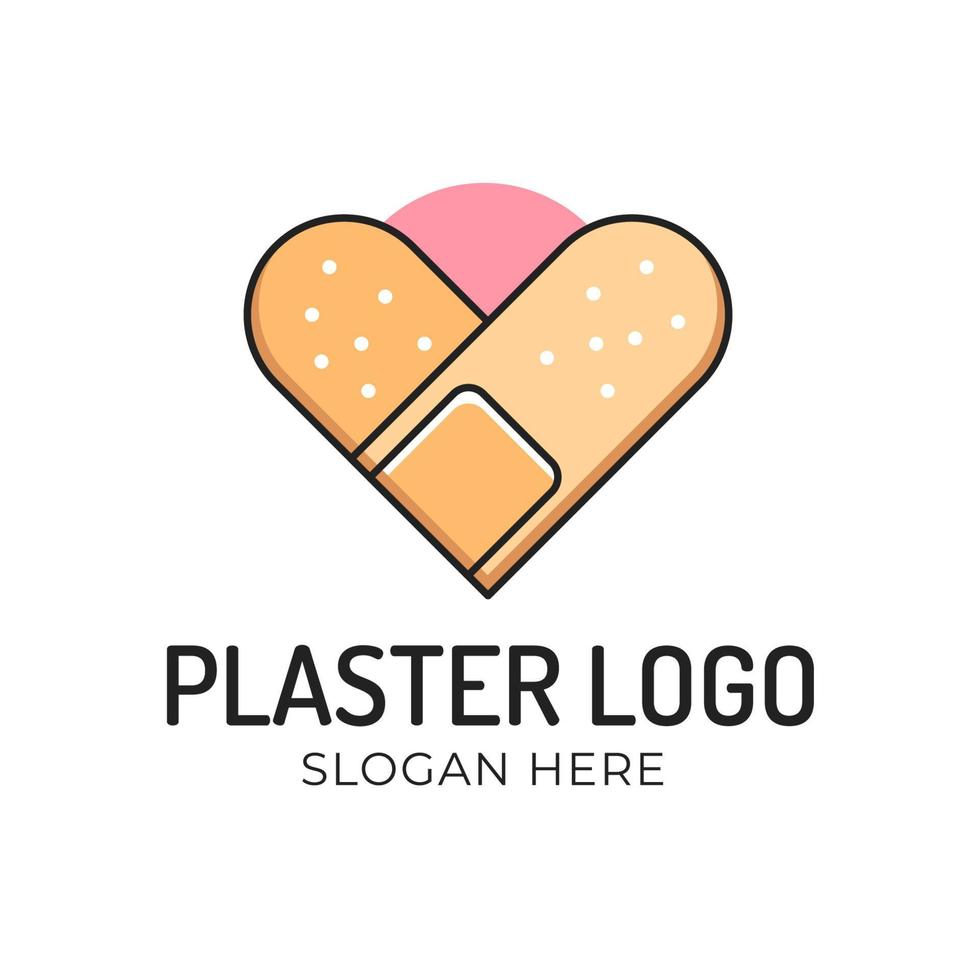 cute plaster logo with pink circle vector