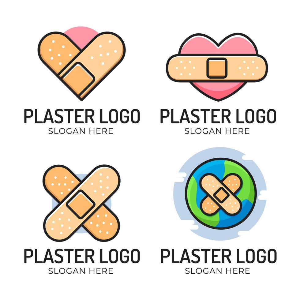 collection of cute plaster logo vector