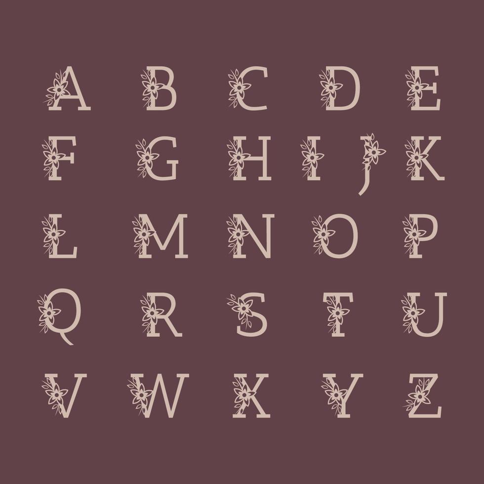 vector de conjunto de alfabeto de logotipo de boda de lujo decorativo