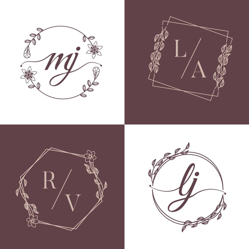 vector de alfabeto de logotipo de boda de lujo decorativo