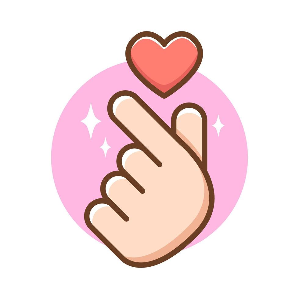 cute love gesture hand with heart vector