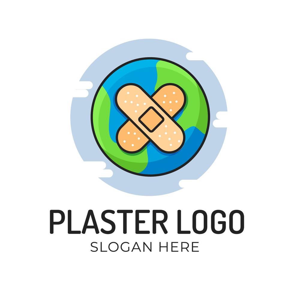 cute plaster logo with earth vector