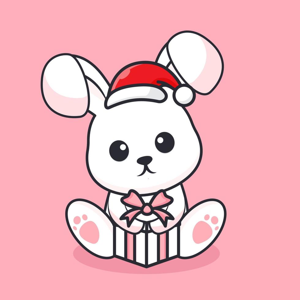 character bunny holding gift for christmas vector