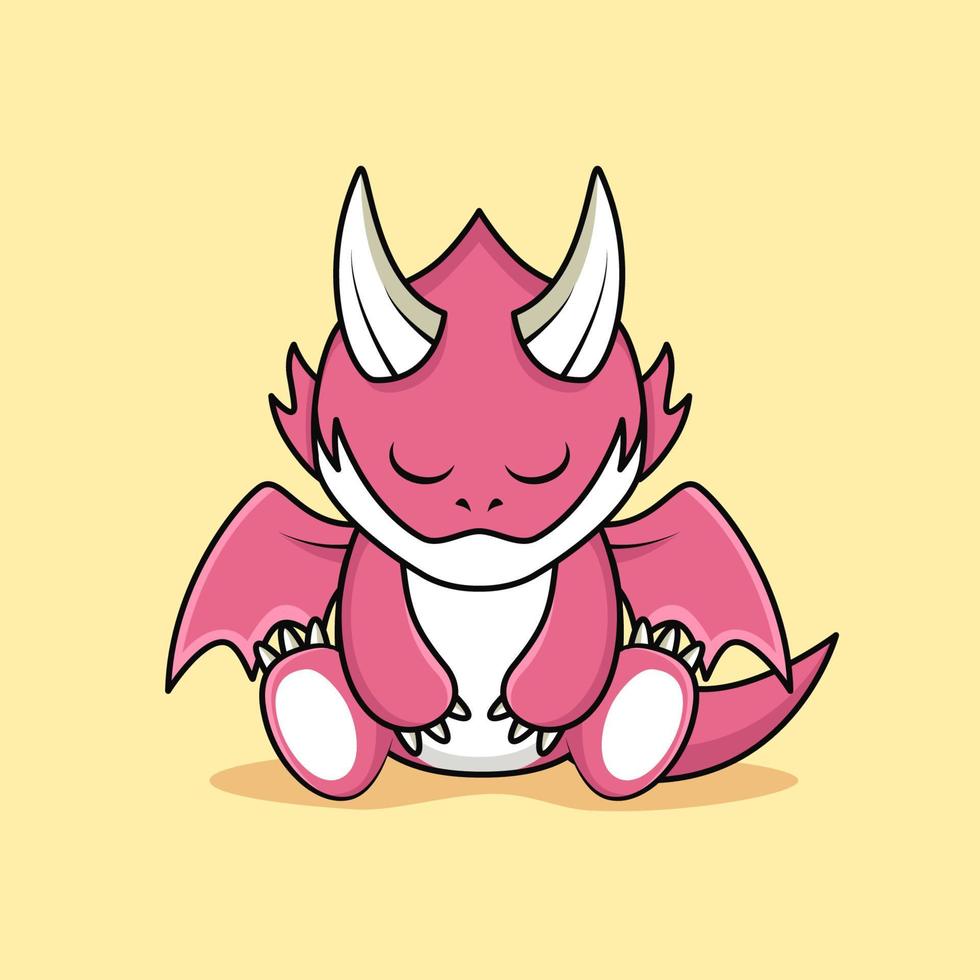 cute little baby dragon character sleeping vector